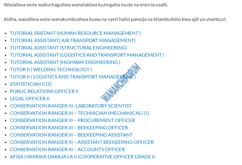 MATOKEO YA USAILI WA KUANDIKA ULIOFANYIKA TAREHE 18/04/2026