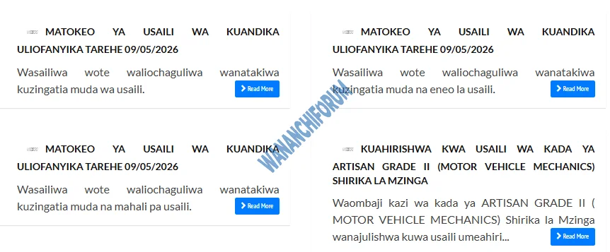 MATOKEO YA USAILI WA KUANDIKA ULIOFANYIKA TAREHE 09/05/2026