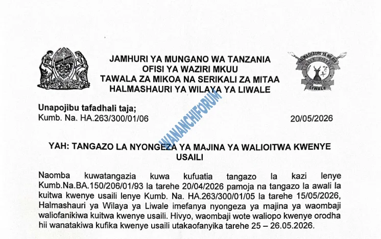 Walioitwa kwenye Usaili Liwale