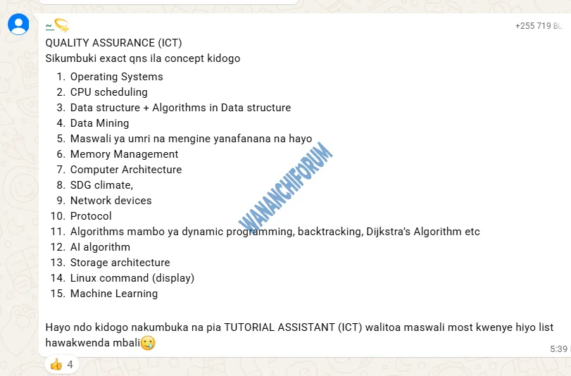 Maswali ya usaili Quality Assurance Officer