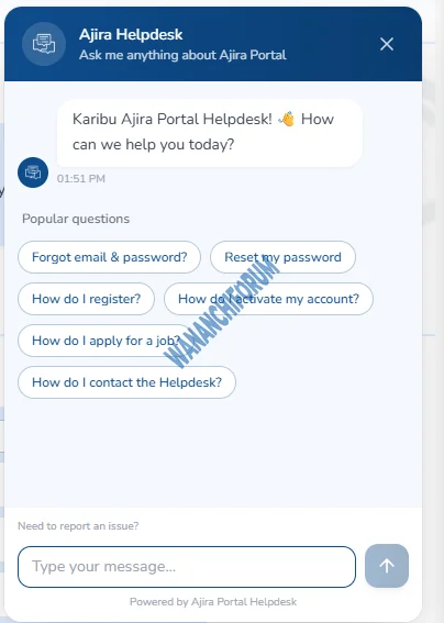 Ajira Portal Live Chat, Chat na Ajiraportal