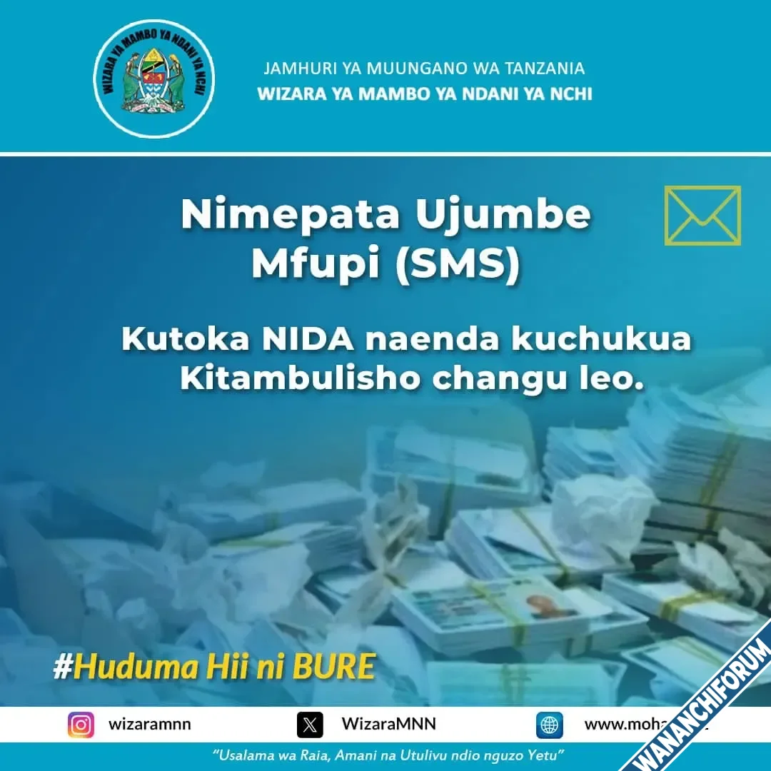 Kitambulisho Cha NIDA Kwa SMS Kupata NIDA WananchiForum Free Talk
