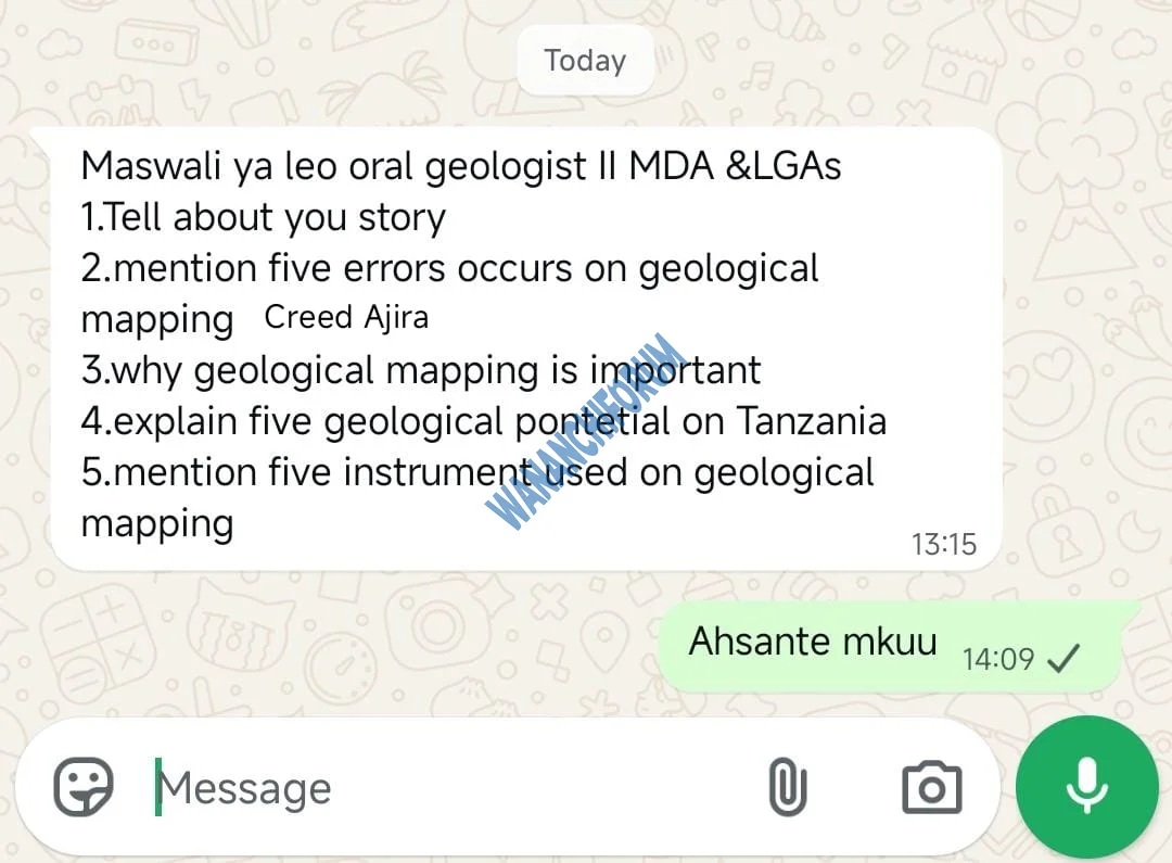 Maswali ya Usaili Geologist II